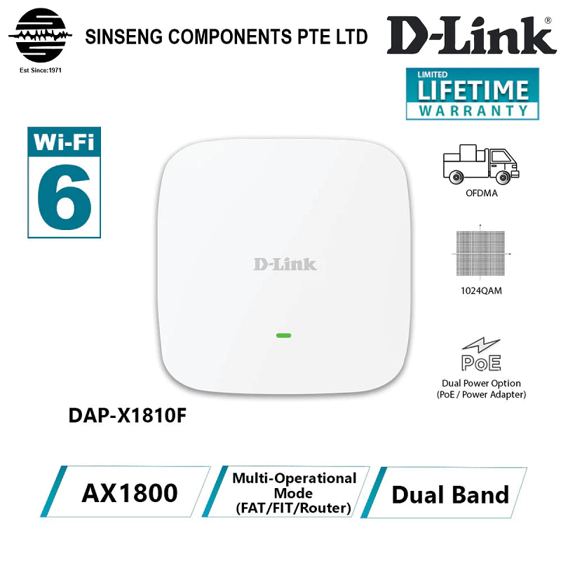D-Link WIFI 6 AX1800 Indoor Dual-Band Access Point | DL-DAP-X1810F