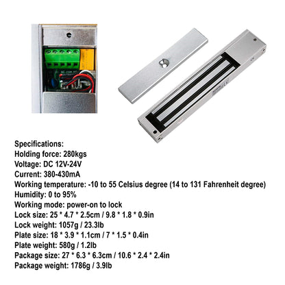 Door Access Full Set - 5A UPS Power Supply, 12V 7AH Battery, EM Lock, Breakglass, Exit Button & Brackets