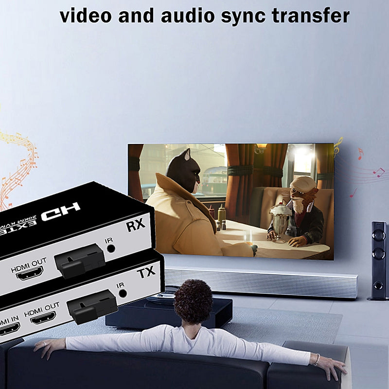 20KM HDMI Extender 1080P Over Fiber Optic with KVM & Power Adapter | HDKV-E20KM