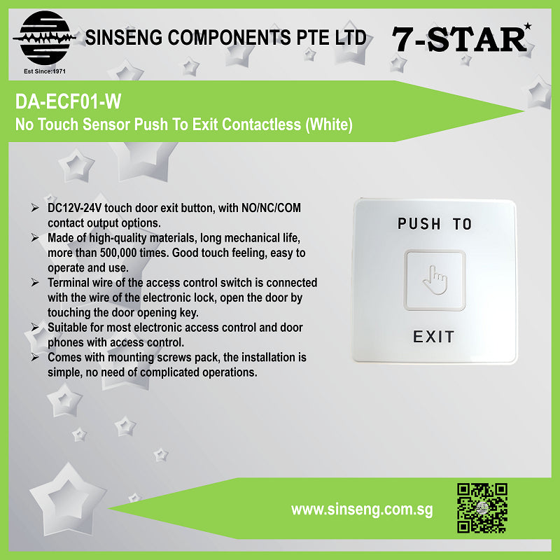 Door Release Push-to-Exit Button for Access (White) | DA-ECF01-W