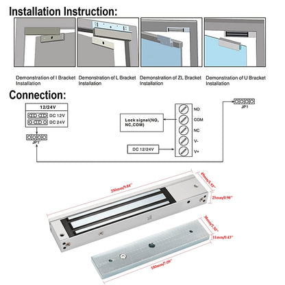 12V-24V EM Lock (600lbs) with Relay for Access Contro | EM Lock