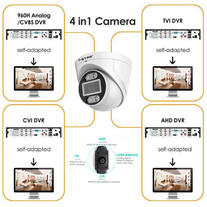 2MP/5MP/8MP Audio ColorVu 4-in-1 Turret Dome CCTV Camera (2.8mm)
