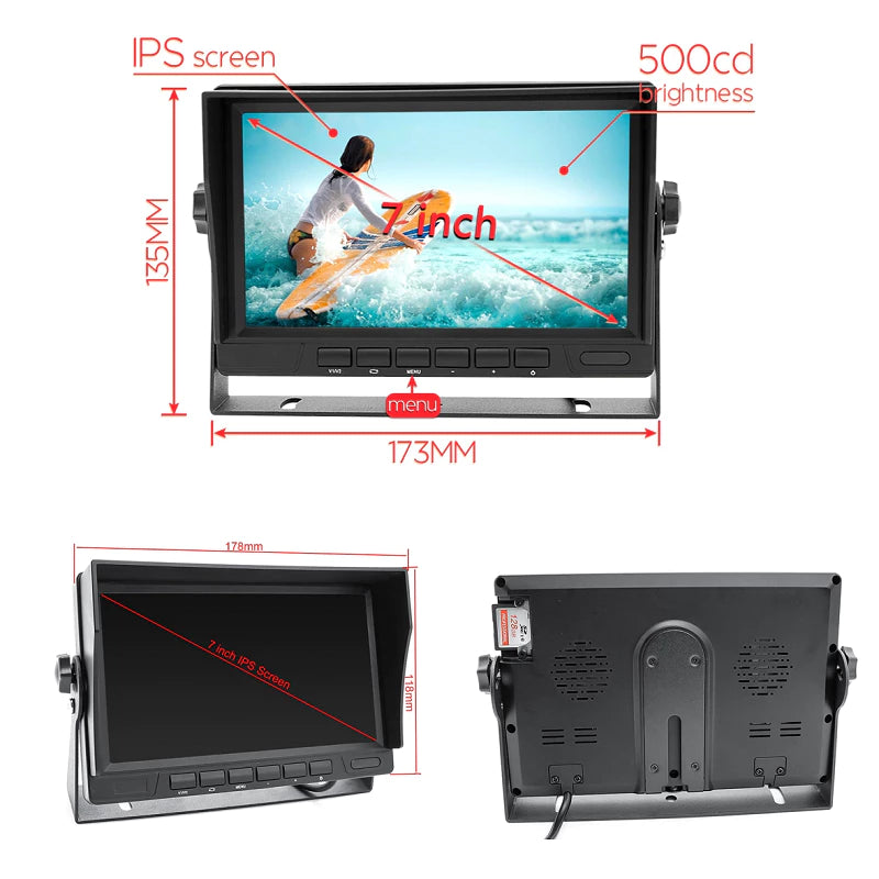 7" 2CH LED DVR Monitor for Vehicles (12–24V) | LED702R