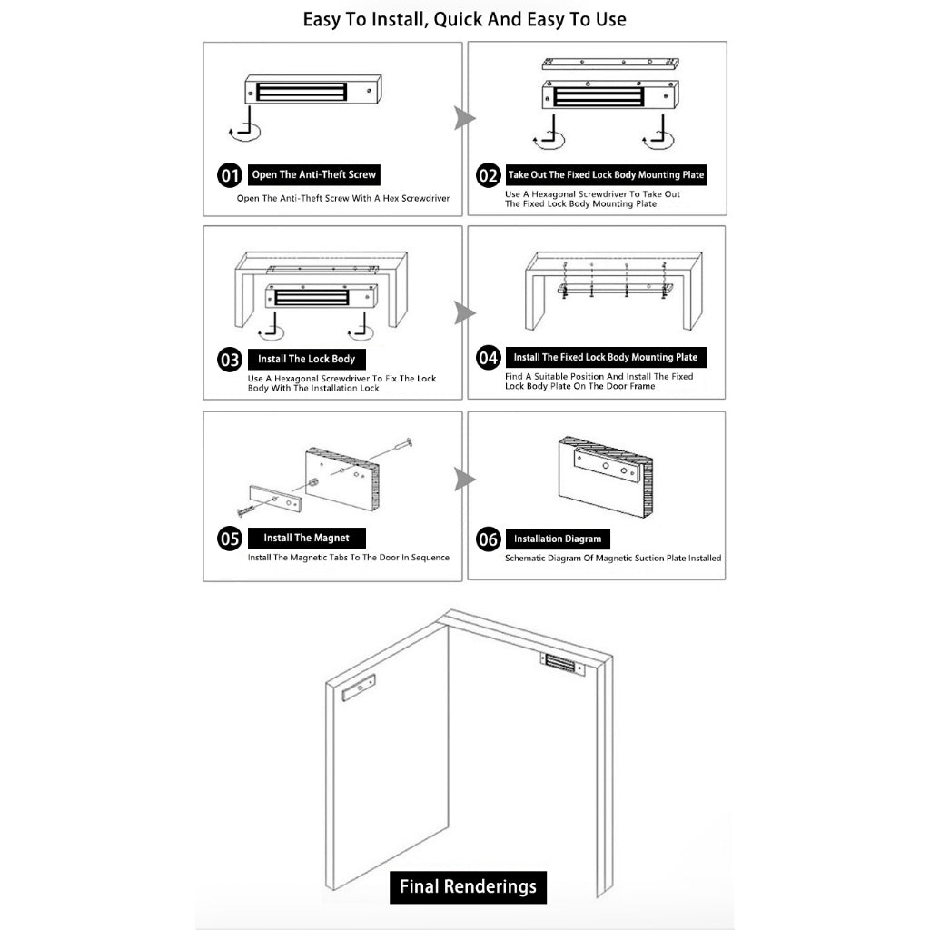 400lbs EM Magnetic Door Lock 12V Access Control (180KG) | 7SDA-EM400