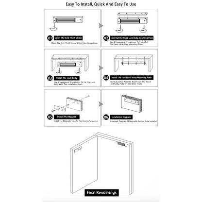 400lbs EM Magnetic Door Lock 12V Access Control (180KG) | 7SDA-EM400