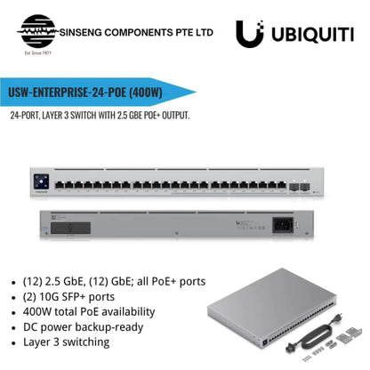 Ubiquiti Switch Enterprise 24 PoE (400W) | 24-Port Managed Layer 3 Multi-Gigabit PoE Switch | USW-Enterprise-24-PoE