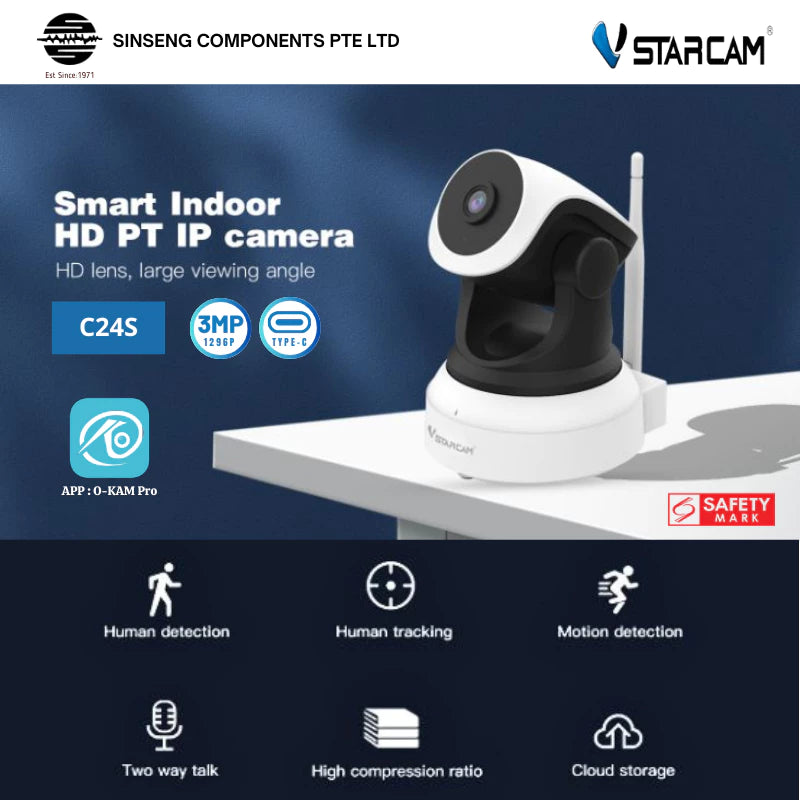 3MP WHITE Vstarcam Wireless IP Camera Wide-Angle CCTV  | C24S
