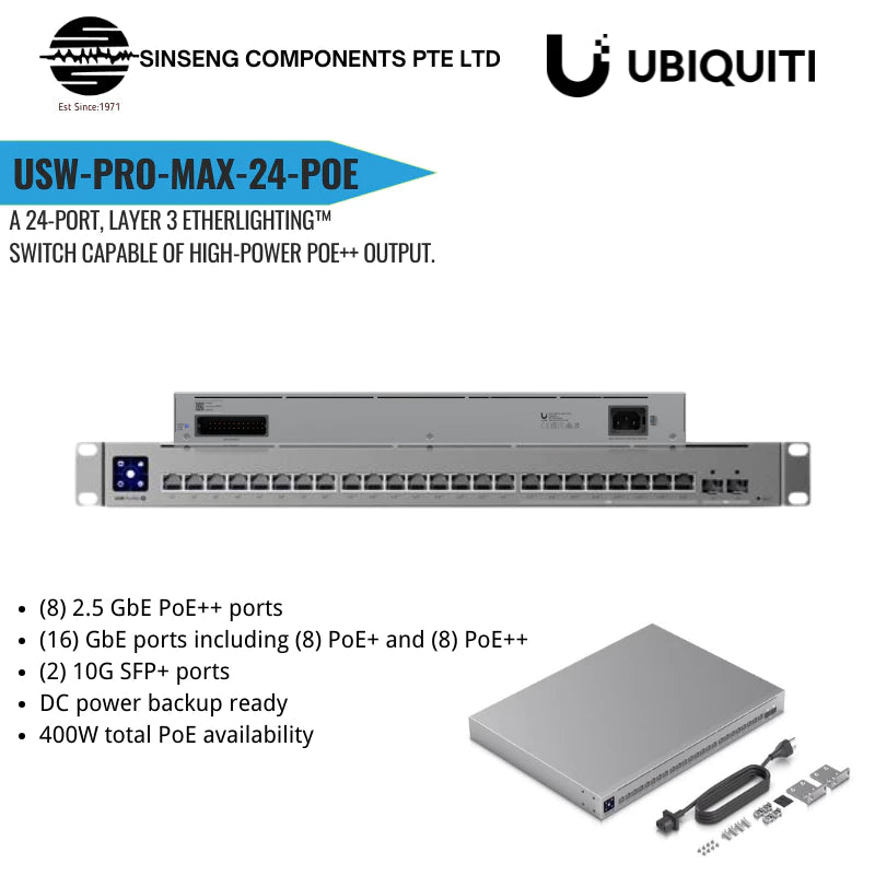 Ubiquiti Pro Max 24 PoE 24-Port POE++ Layer 3 Etherlighting Switch | USW-Pro-Max-24-PoE