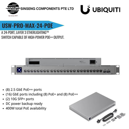 Ubiquiti Pro Max 24 PoE 24-Port POE++ Layer 3 Etherlighting Switch | USW-Pro-Max-24-PoE