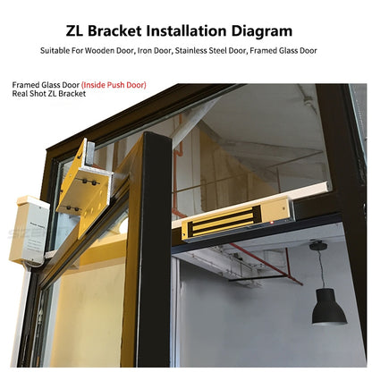400lbs ZL Bracket for EM Magnetic Lock (180kg) Single Door | 7SDA-ZL400