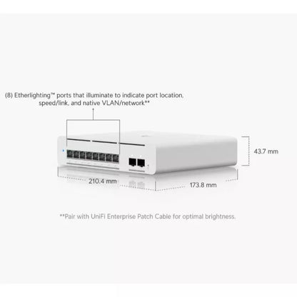 Ubiquiti Unifi Pro XG 8 PoE 155W Compact 8-Port 10GbE SFP+ L3 Etherlighting Switch | UBQ-USW-PRO-XG-8-POE