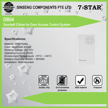 Biometric Door Access Control with 4-Line DC12V Wired Doorbell | DB04