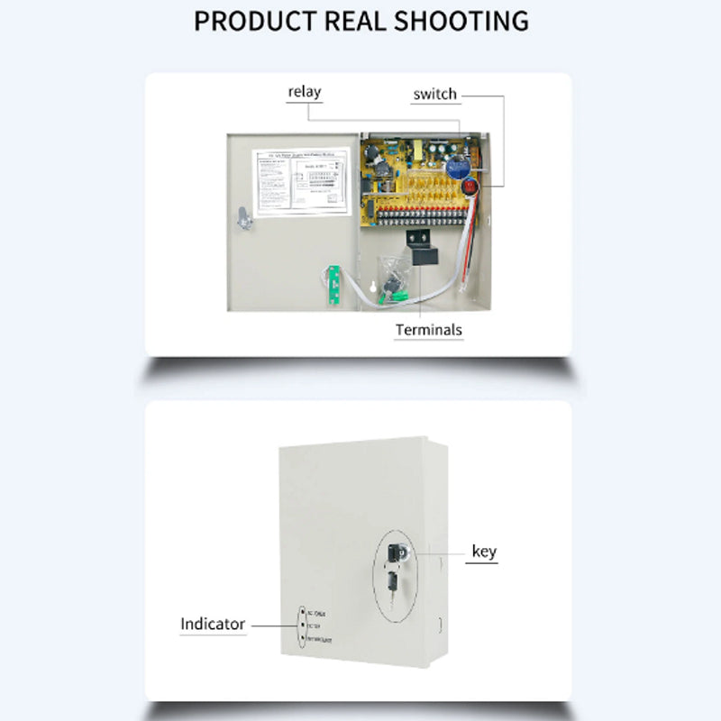 12V 18CH 20AMP CCTV Power Supply Box with UPS Backup | PS20A18W-B