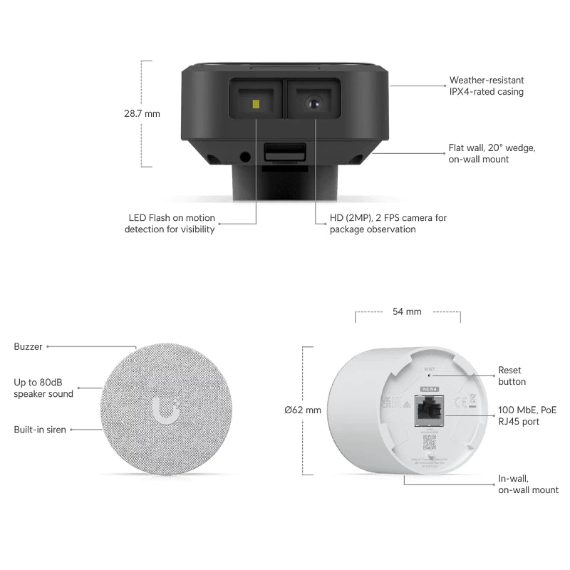 Ubiquiti Unifi UVC-G4-DoorBell-Pro-Poe-Kit G4 Doorbell Professional PoE Kit