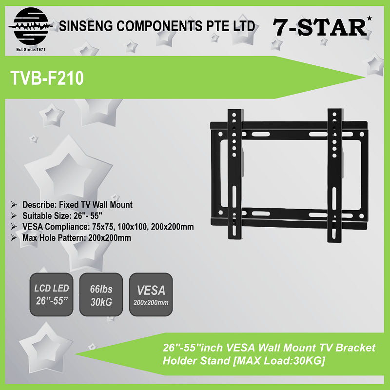 "10''-55'' VESA Wall Mount TV/Monitor Bracket | Max Load 30KG | TVB-F210