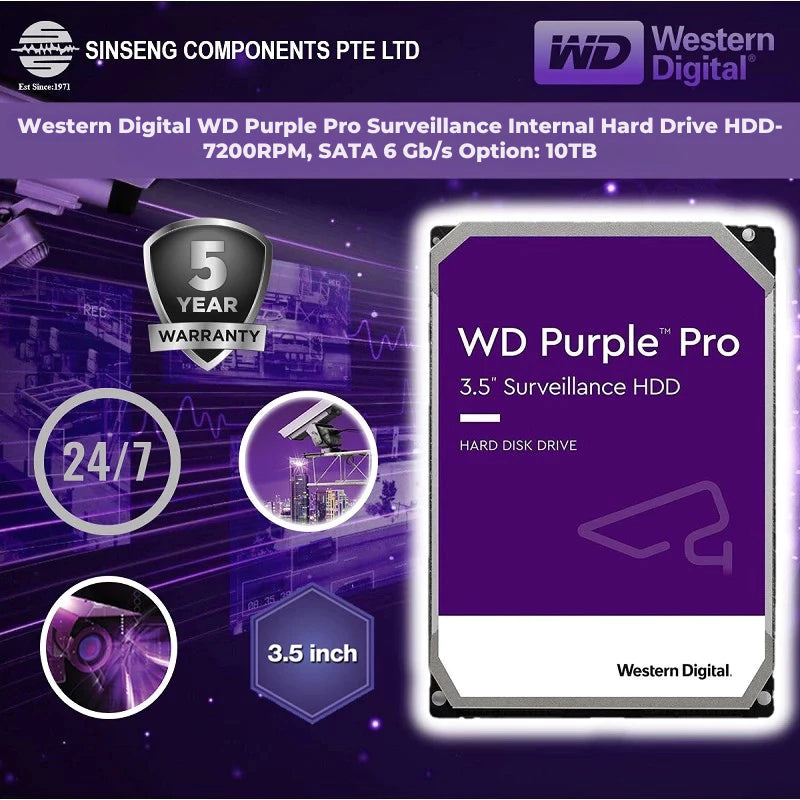 Western Digital WD 10TB 14TB Purple Pro Surveillance Internal Hard Drive