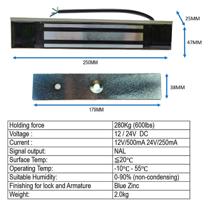 Waterproof 12-24V EM Lock 600lbs for Door Access Control | DA-EM600-WP