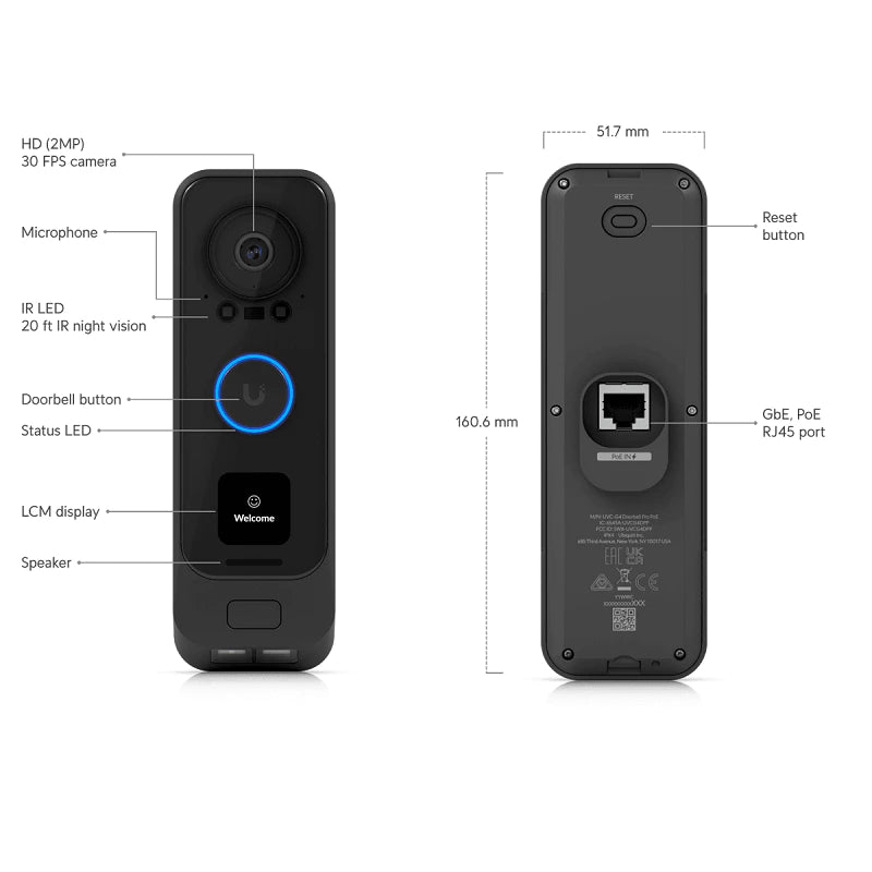 Ubiquiti Unifi UVC-G4-DoorBell-Pro-Poe-Kit G4 Doorbell Professional PoE Kit