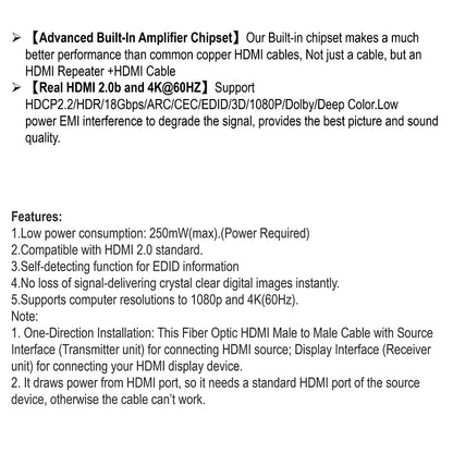 4K HDMI 2.0 Fiber Optic Cable 60Hz | HDMI/15-100M