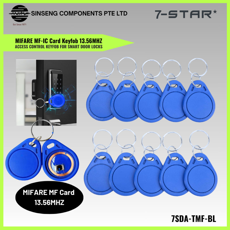 (10Pcs) 13.56MHz MIFARE MF TAG - Keyfob for Smart Door Locks | 7SDA-TMF-BL