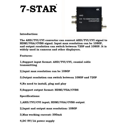 4K AHD/TVI/CVI to HDMI/VGA/AV Converter with Safety Mark | AD001AHD-2
