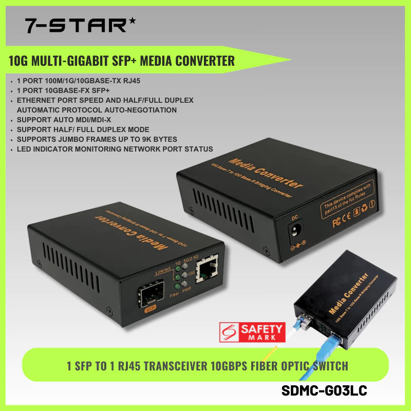 10G Multi-Gigabit SFP+ Media Converter | SDMC-G03LC