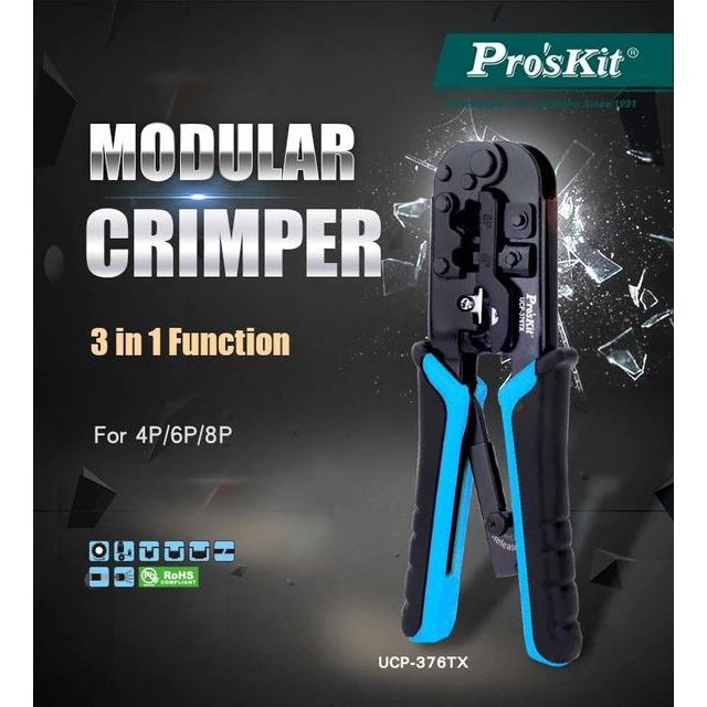 3-in-1 Crimping Tool for 4P/6P/8P Telecom Connections | CT-UCP-376TX