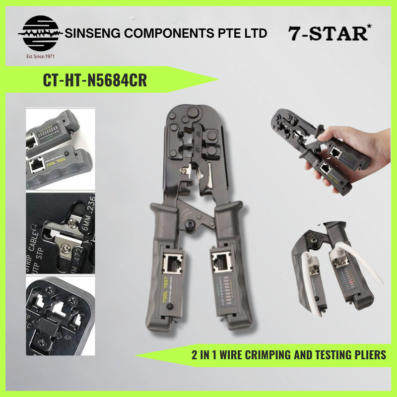 2-in-1 Crimping & Testing Tool for RJ45 CAT5/6/7/8 with LED | CT-HT-N5684CR