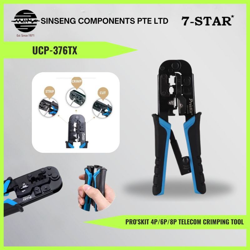 3-in-1 Crimping Tool for 4P/6P/8P Telecom Connections | CT-UCP-376TX