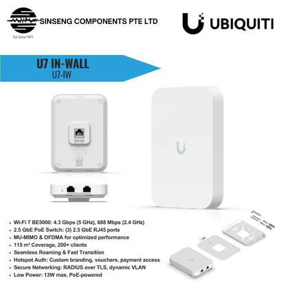 UniFi U7 In-Wall U7-IW WiFi 7 AP with 2.5 GbE PoE Switch | UBQ-U7-IW