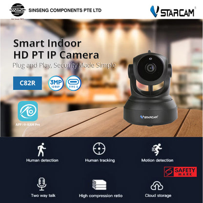 3MP Wireless WiFi IP Camera with IR-Cut Night Vision, 2-Way Audio CCTV Camera | C82R