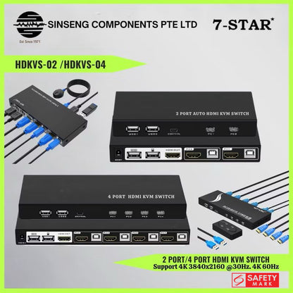 4K 30Hz HDMI KVM Switch with 2 or 4 Ports | HDKVS-02 / HDKVS-04