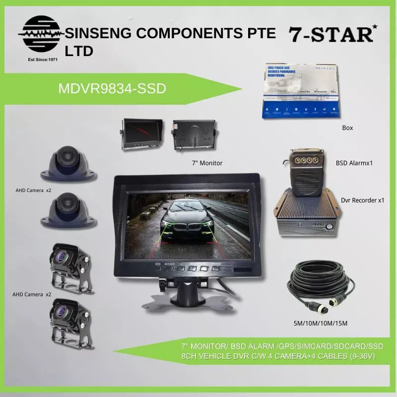 7"inch Monitor 4CH SSD DVR Mobile RECORDER 4PCS AHD CAMERA | MDVR9834-SSD