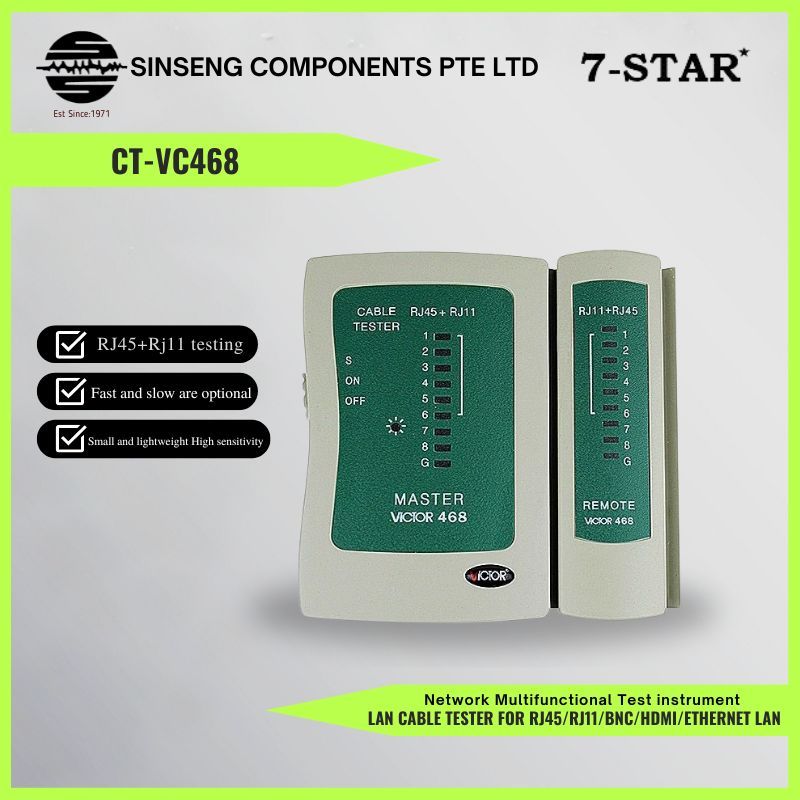 Multifunctional LAN Cable Tester for RJ45/RJ11/BNC/HDMI | CT-VC468