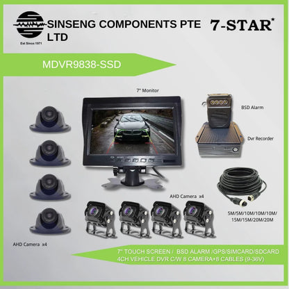 7"inch Monitor 8CH SSD DVR RECORDER 8PCS AHD CAMERA | MDVR9838-SSD