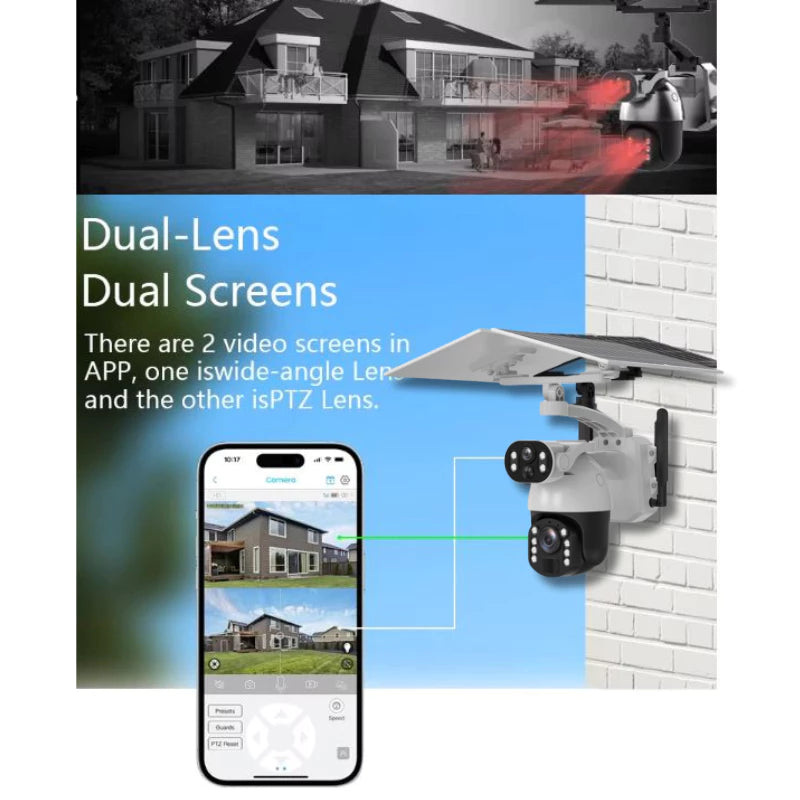 6MP 30x Zoom Dual-Lens PTZ Solar IP Camera with 6+6W Solar Panel | Q6MAX+ WIFI/4G