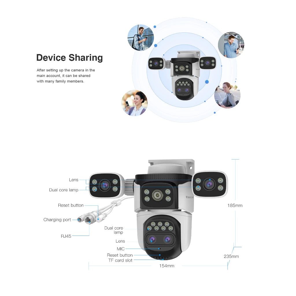 4G SIM Camera 3-Lens | 3-View | 8000mAh Battery + Solar Panel | BG621SR-TZ