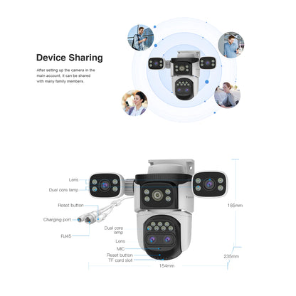 4G SIM Camera 3-Lens | 3-View | 8000mAh Battery + Solar Panel | BG621SR-TZ