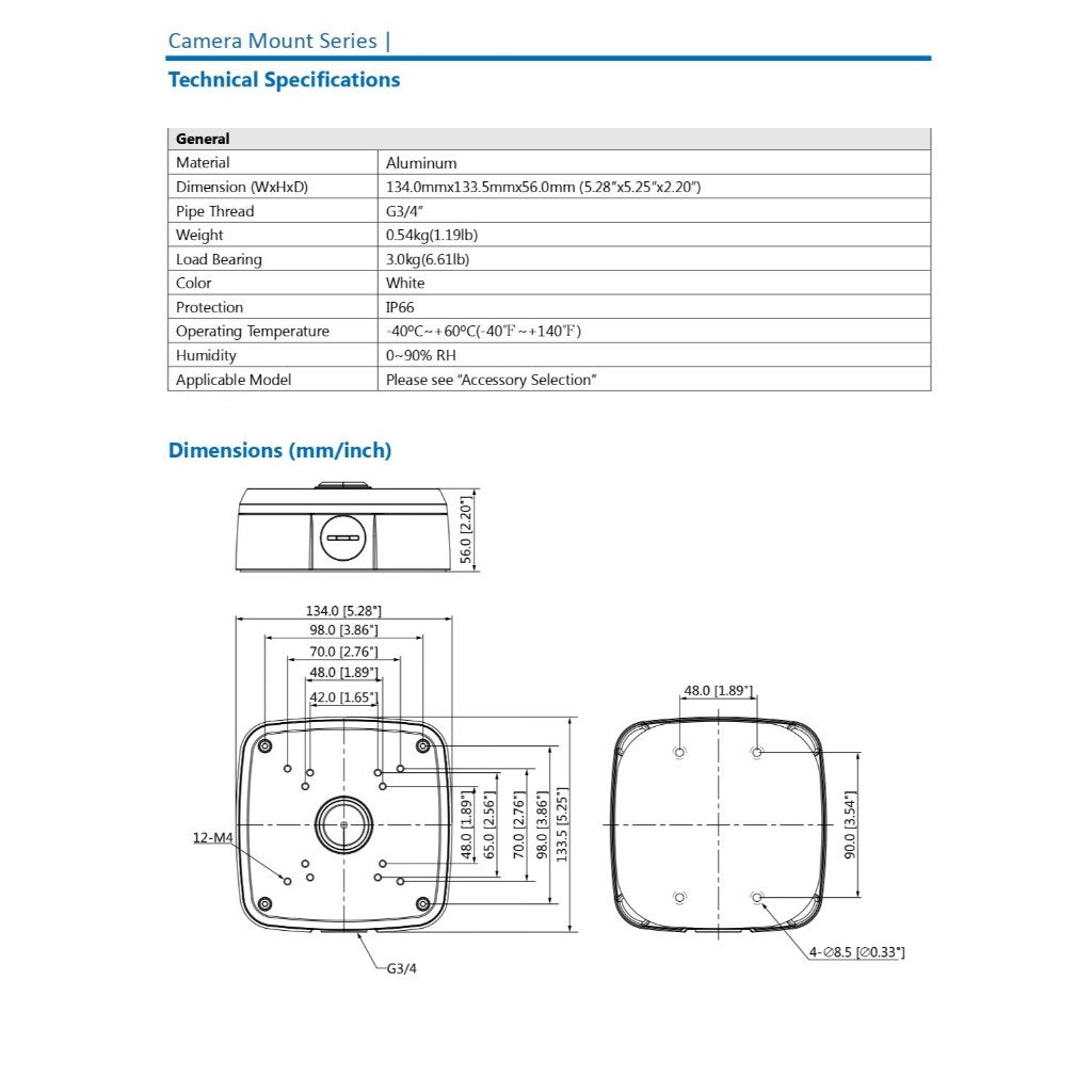 IP65 Waterproof CCTV/IP Camera Junction Box IP66 Waterproof 134mm |  CA-JB1352/WP