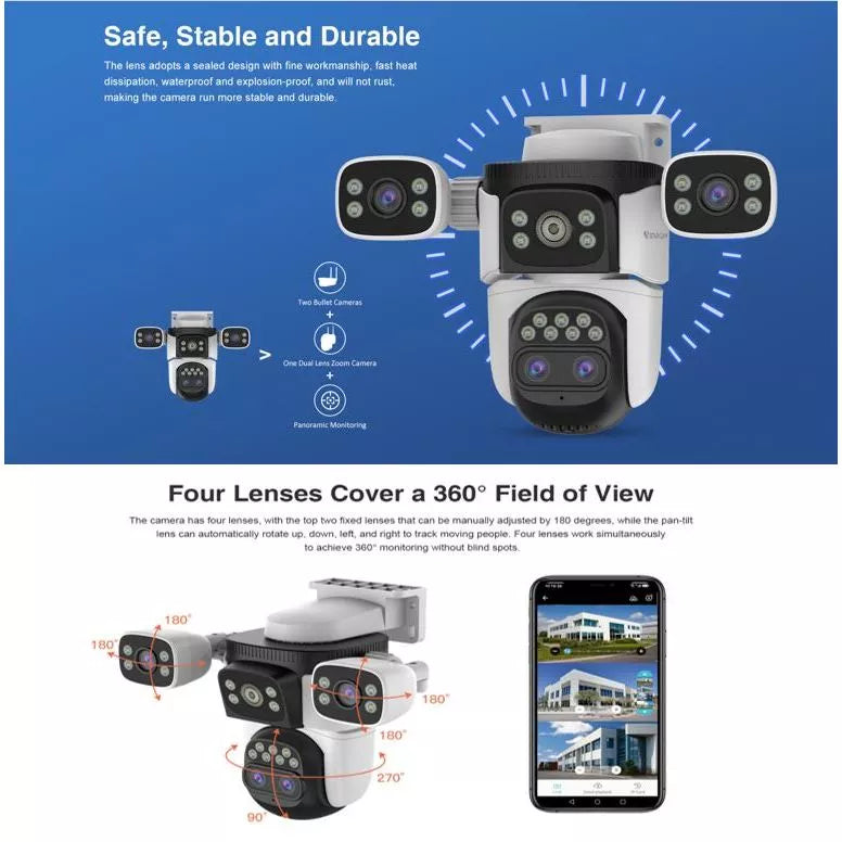 4G SIM Camera 3-Lens | 3-View | 8000mAh Battery + Solar Panel | BG621SR-TZ