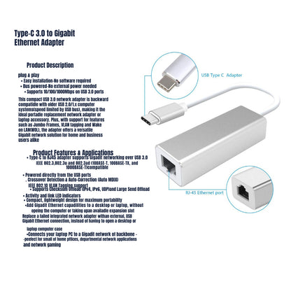 Type-C to Gigabit Ethernet Adapter | 1G, 100M, 10M | CB-DUB-E250