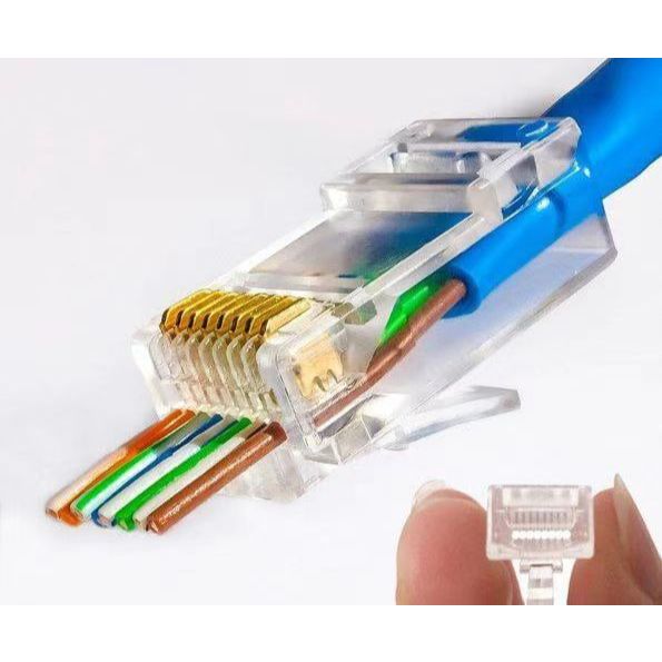 100PCS RJ45 Passthrough Gold Plated Connector for CAT6 UTP | RJ45-PT1.10
