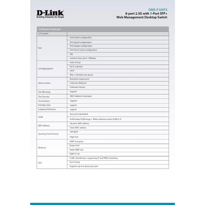 D-LINK 8-Port 2.5G Ethernet Switch with 10G Uplink Port | DL-DMS-F109TS