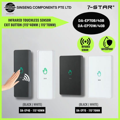 Infrared Touchless Sensor Exit Button 115x40mm/115x70mm | Black & White | DA-EP40/DA-EP70