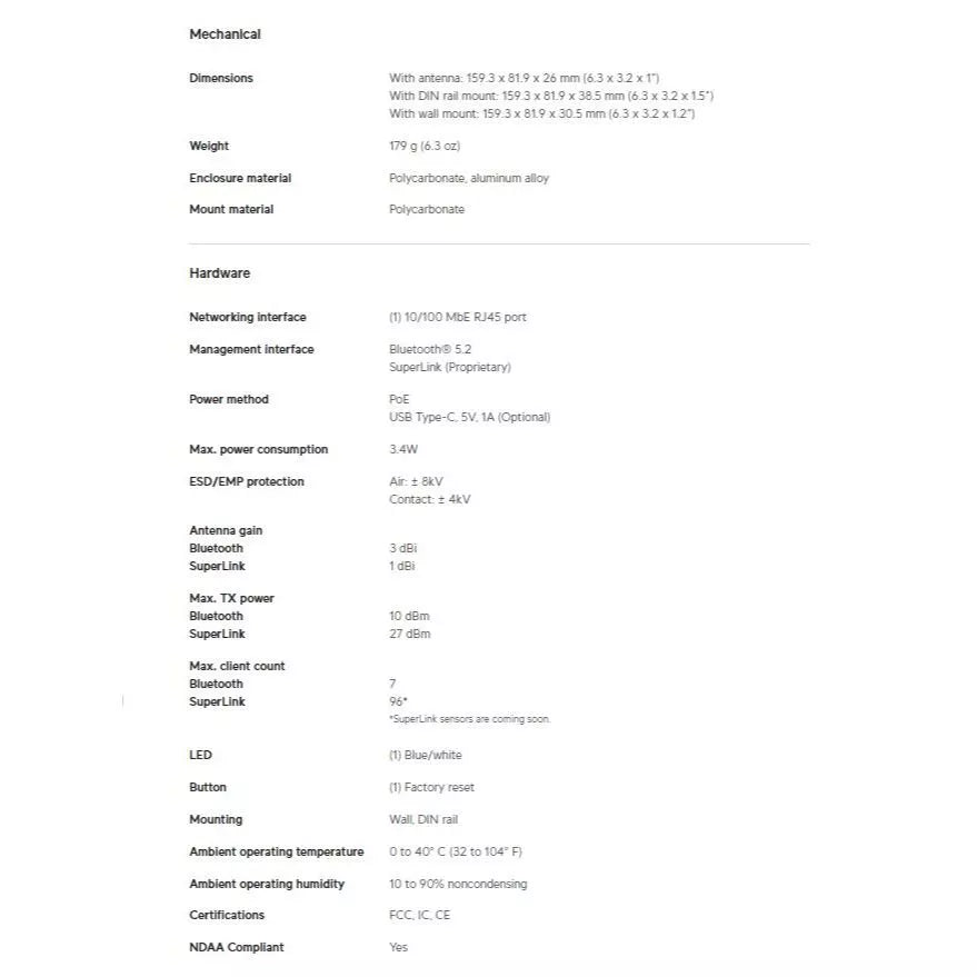 UniFi SuperLink UP-SuperLink Long-Range Wireless Gateway for Protect Sensors