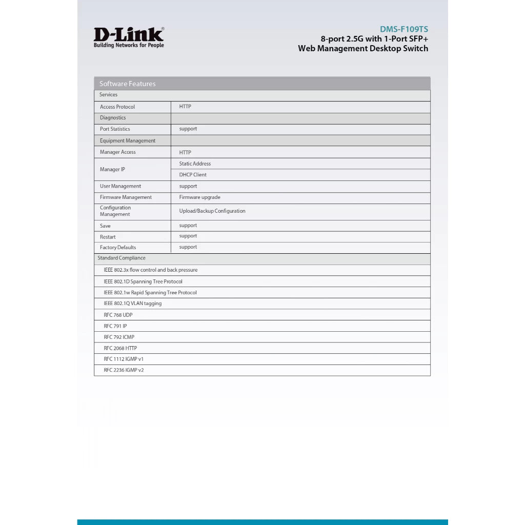D-LINK 8-Port 2.5G Ethernet Switch with 10G Uplink Port | DL-DMS-F109TS