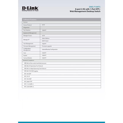 D-LINK 8-Port 2.5G Ethernet Switch with 10G Uplink Port | DL-DMS-F109TS