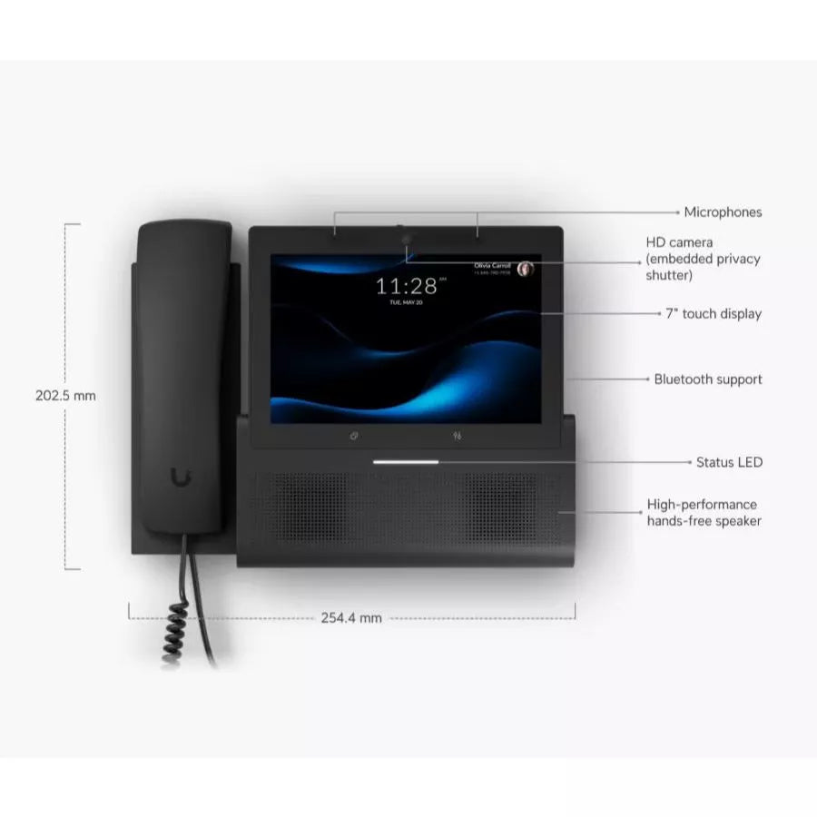 UniFi UTP-G3-Touch-Wall G3 Touch Wall VoIP Phone | 7" Touchscreen | 5MP Camera | PoE | UniFi Talk
