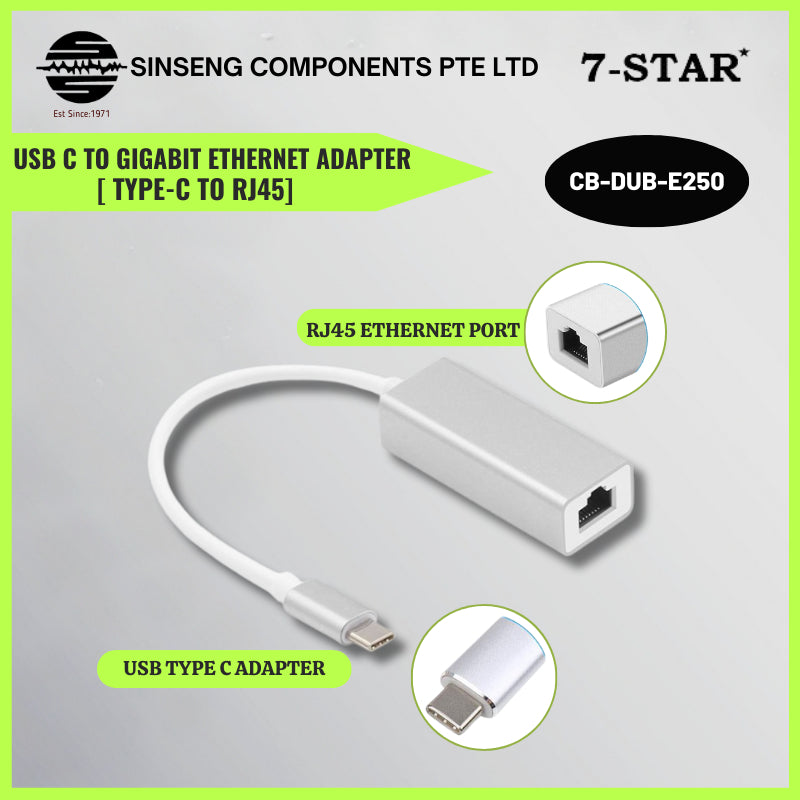 Type-C to Gigabit Ethernet Adapter | 1G, 100M, 10M | CB-DUB-E250