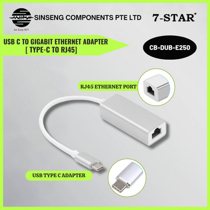 Type-C to Gigabit Ethernet Adapter | 1G, 100M, 10M | CB-DUB-E250